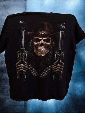 Men's Y2K vintage rock eagle Skull Cowboy Graphic T-Shirt
